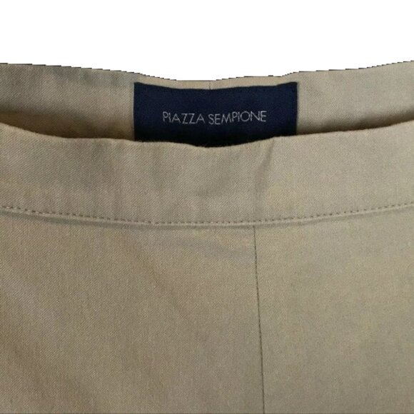 Womens Size 12 Piazza Sempione Beige Straight Leg Stretch Pants Made in Italy - Picture 2 of 3